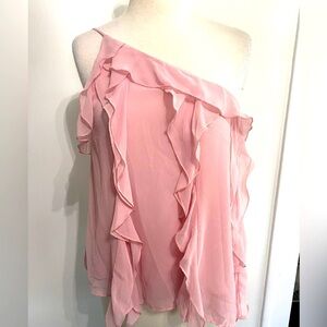 ZARA Pink One Shoulder Overlay Top - Size S - NEW
